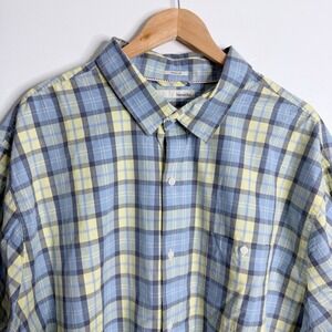 Stitch Fix Hawker Rye Men's 3XL Regular Fit Blue Yellow Plaid Shirt Short Sleeve